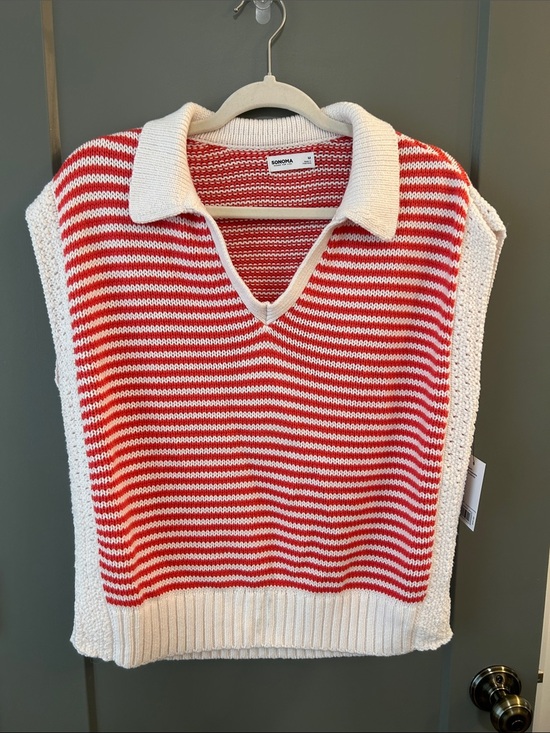 Sonoma Sweaters - Sonoma Striped V-Neck Polo Sweater New Size Medium!